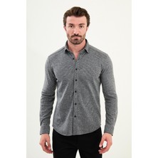Çizgili Slim Fit Uzun Kollu Oduncu Yün Erkek Gömlek