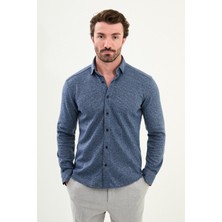 Çizgili Slim Fit Uzun Kollu Oduncu Yün Erkek Gömlek