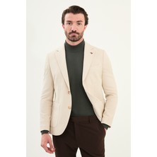 Çizgili Slim Fit Torba Cep Mono Yaka Erkek Ceket