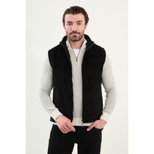 Düz Slim Fit Dik Yaka Kadife Erkek Yelek