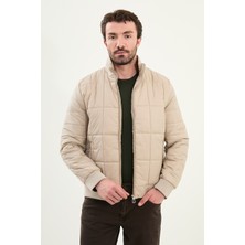 Kapitone Slim Fit Hakim Yaka Şişme Erkek Mont