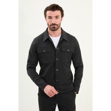 Düz Slim Fit Gömlek Yaka Erkek Mont