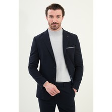 Düz Slim Fit Torba Cep Detaylı Mono Yaka Yün Erkek Ceket