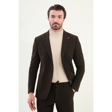 Desenli Slim Fit Torba Cep Mono Yaka Erkek Takım Elbise