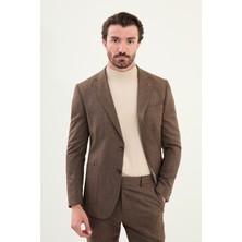 Kırçıllı Slim Fit Torba Cep Mono Yaka Yün Erkek Takım Elbise