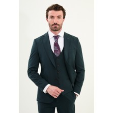 MCR Takım Mono Yaka Petrol Renk Slim Fit Erkek Takım Elbise Kapak Cep Detaylı Model