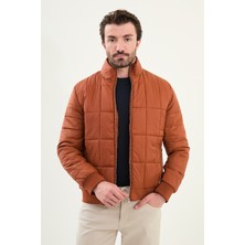 Kapitone Slim Fit Hakim Yaka Şişme Erkek Mont