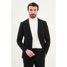 Çizgili Slim Fit Torba Cep Mono Yaka Erkek Ceket