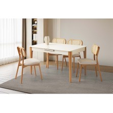 Yuvaset Home Mobilgen Aytaşı 4 Adet Paris Sandalye Zarif 130+30 Açılabilir Masa Takımı