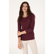 U.S. Polo Assn. Kadın Bordo Slim Bisiklet Yaka Basic Sweatshırt 50315419-VR177
