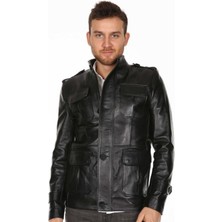 Hakiki Deri Siyah Venetta Erkek Deri Mont