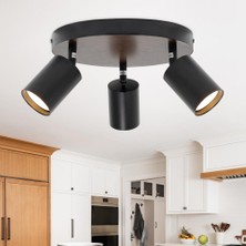 Riolight Modern7 Siyah Mutfak,salon,giyinme Odası,cafeler Için Gün Işiğı Metal 3lü Spot(Ampul Dahil)