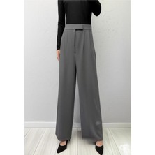 Scuba Krep Önden Pileli Beli Çırt Kapamalı Palazzo Pantolon