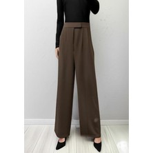 Scuba Krep Önden Pileli Beli Çırt Kapamalı Palazzo Pantolon