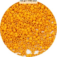 Turuncu Renk 4 mm Yaklaşık 1100 Adet / 100 Gram Cam Boncuk Oya Yazma Bileklik ve Kolye