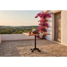 Afro Garden AfroTeak Masif Teak Ahşap Masa 80x80 cm | Bistro Serisi Ağır Döküm Ayaklı Cafe, Balkon ve Bahçe Masası