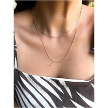 Gold Kalp Zincir Detaylı Ikili Kolye