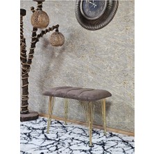 Metal Gold Tel Ayaklı 60 cm Puf Bench - Puf - Bench - Oturak - Mutfak Oturağı - Antre Oturağı Kahverengi Renk 60 x 40 Boyut/ebat