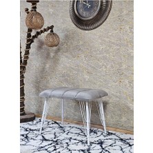 Metal Beyaz Tel Ayaklı 60 cm Puf Bench - Puf - Bench - Oturak - Mutfak Oturağı - Antre Oturağı Gri Renk 60 x 40 Boyut/ebat