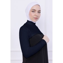 Balıkçı Yaka Boyunluklu Kolluk - Likralı Kadın Body Tesettür Crop Bolero Lacivert