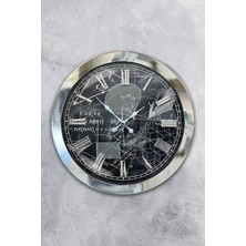 36 cm Krom Metal Matematik Temalı Duvar Saati, Şık ve Modern Dekoratif Saat