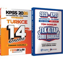 2026 Kpss Ortaöğretim Ön Lisans Genel Yetenek Türkçe Çözümlü 14 Deneme + Ortaöğretim Ön Lisans Tek Kitap Soru