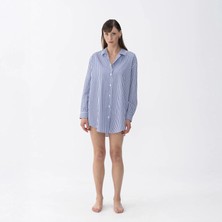 Janie Kadın Dokuma Gömlek Elbise Lacivert