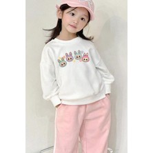 Kız Çocuk Labubu Baskılı 3 Iplik Kumaş Pamuklu Sweatshirt