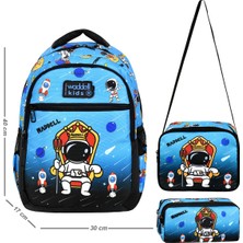 Siyah Astronot Temalı Ilkokul Çantası ve Kalem Kutusu Seti