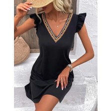 Demir Grup Kadın Kısa Kollu V Yakalı Viskon Elbise