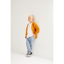 Erkek Ocuk Hırka & Kot Pantolon 2’li Takım – Hardal Sarı Triko Hırka ve Mavi Denim Jean