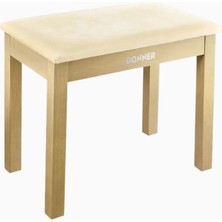 Piyano Taburesi, Bej, Müzik Saklama Alanlı, Kadife Minderli