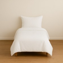 Stella Flavo Tek Kişilik Düz Renk Beyaz Nevresim + Kapaklı Yastık Kılıfı