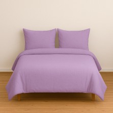 Stella Flavo Çift Kişilik Düz Renk Lila Nevresim + 2 Adet Kapaklı Yastık Kılıfı