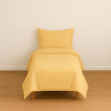 Stella Flavo Tek Kişilik Düz Renk Sarı Nevresim + Kapaklı Yastık Kılıfı