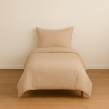 Stella Flavo Tek Kişilik Düz Renk Bej Nevresim + Kapaklı Yastık Kılıfı