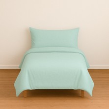 Stella Flavo Tek Kişilik Düz Renk Mint Nevresim + Kapaklı Yastık Kılıfı