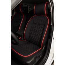 Jaguar S-Type Mk3 2004-2007 - Otomatik Uyumlu Oto Koltuk Minderi Ergonomik Elegance 2'li Lüks Set Siyah Kırmızı