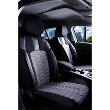 Ford Tourneo Courier 2+1 Parçalı Lüx Deri Detaylı Oto Koltuk Kılıfı Ön Arka Takım Platınum Füme Siyah