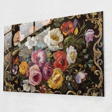 Popcas Canlı Çiçek Aranjmanı Cam Duvar Sanatı - Barok Tarzı Resim Duvar Dekorasyonu Modern Sanat