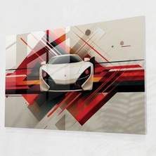 Popcas Ferrari Cam Tablo - Geometrik Hız - Ev Dekorasyonu Ferrari Şıklık