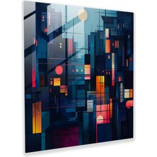 Popcas Geceyarısı Geometrik Cam Sanatı - Cesur Şekiller Modern Sanat Yapı