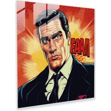 Popcas Pulp Efsaneleri - Çizgi Roman Mafya Cam Tablo Sanatı