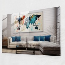 Popcas Amerika Birleşik Devletleri Modern Cam Duvar Sanatı - Amerika Birleşik Devletleri Haritası Detaylı Harita Soyut Ifadecilik Cam Sanatı