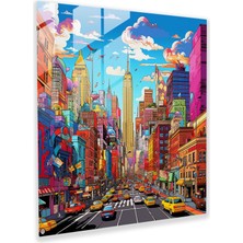 Popcas Dünyanın En Güzel Manzaraları - Canlı Şehir Manzaralı Cam Tablo - Dünyanın En Güzel Manzaraları Canlı Renkler Şehir Manzarası Pop Sanat Tarzı Illüstrasyon