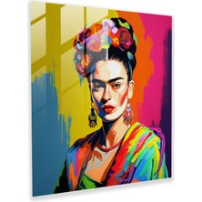 Popcas Pop Art Frida Kahlo Cam Tablo - Frida Kahlo Pop Art Modern Sanat Portre