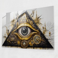 Popcas Illuminati Sembolik Cam Tablo Sanatı - Modern Yorum Görsel Olarak Büyüleyici Ikonik Simgeler
