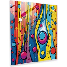 Popcas Renkli Yağmur Cam Tablosu - Yağmur Ev Dekorasyonu Cam Tablo Renkli