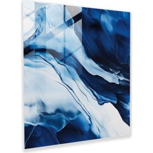 Popcas Deniz Mavisi Cam Tablo - Soyut Modern Sanat - Deniz Mavisi Soyut Cam Duvar Sanatı Deniz Mavisi Sanat Deniz Mavisi Cam Tablo