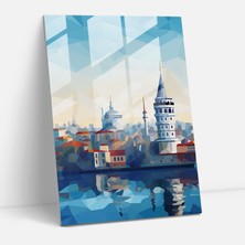 Popcas Galata Kulesi Cam Tablo - Galata Kulesi Cam Sanatı Modern Sanat